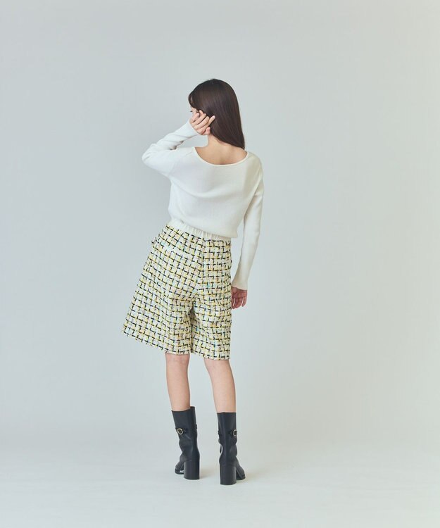 GRACE CONTINENTAL チュールヤーンツイードパンツ イエロー