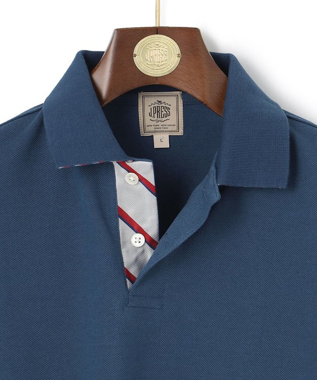J.PRESS MEN レジメンタル ポロシャツ ブルー系