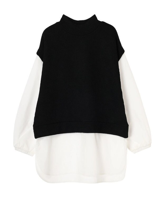 Green Parks ニットソードッキングチュニック Black