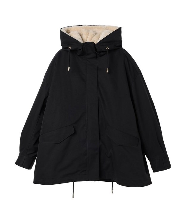 earth music&ecology マルチウェイマウンテンパーカー（ファー） Black