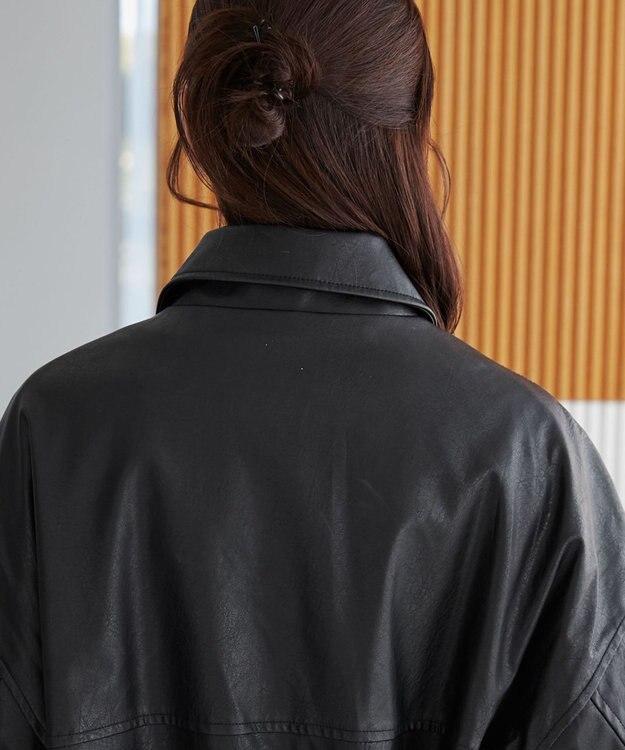 WEGO ヴィンテージライクFレザーブルゾン ブラック