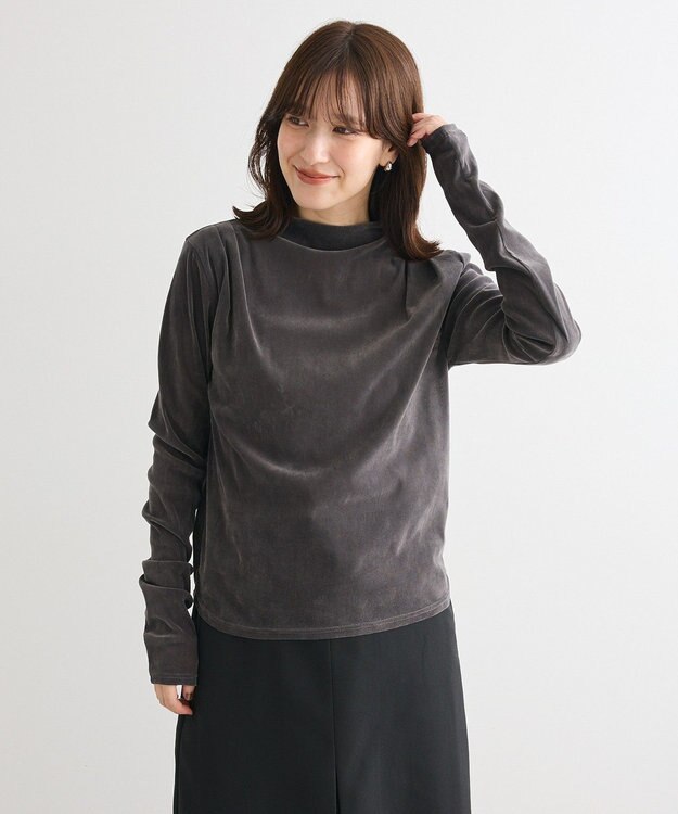 Green Parks ・ＡＮＤＳＥＡＲＣＨ　シアーベロアボトルネックロンＴＥ Charcoal Gray