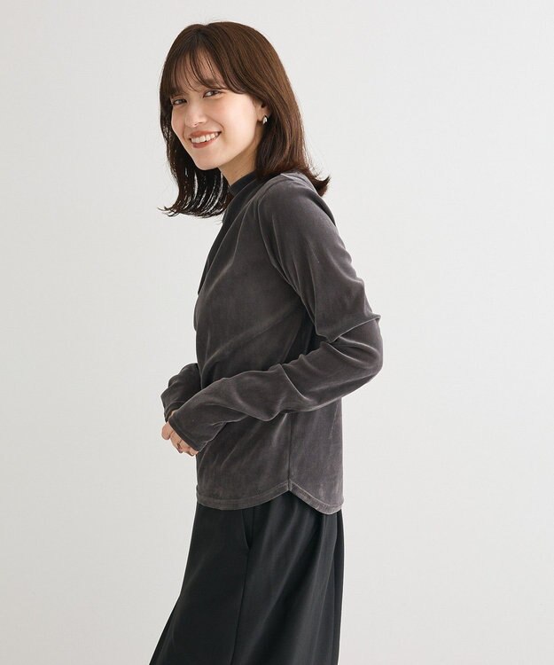 Green Parks ・ＡＮＤＳＥＡＲＣＨ　シアーベロアボトルネックロンＴＥ Charcoal Gray