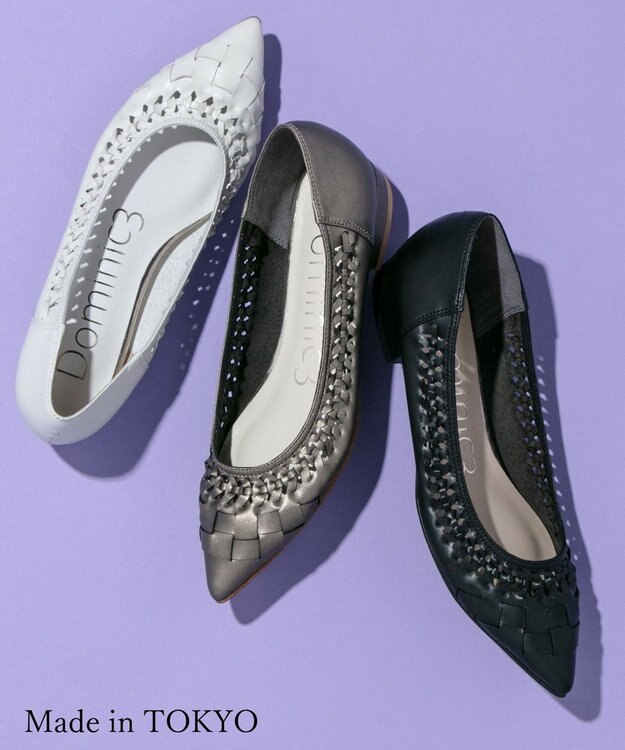 Dominic3 編み込みメッシュ ソフトパンプス ホワイト