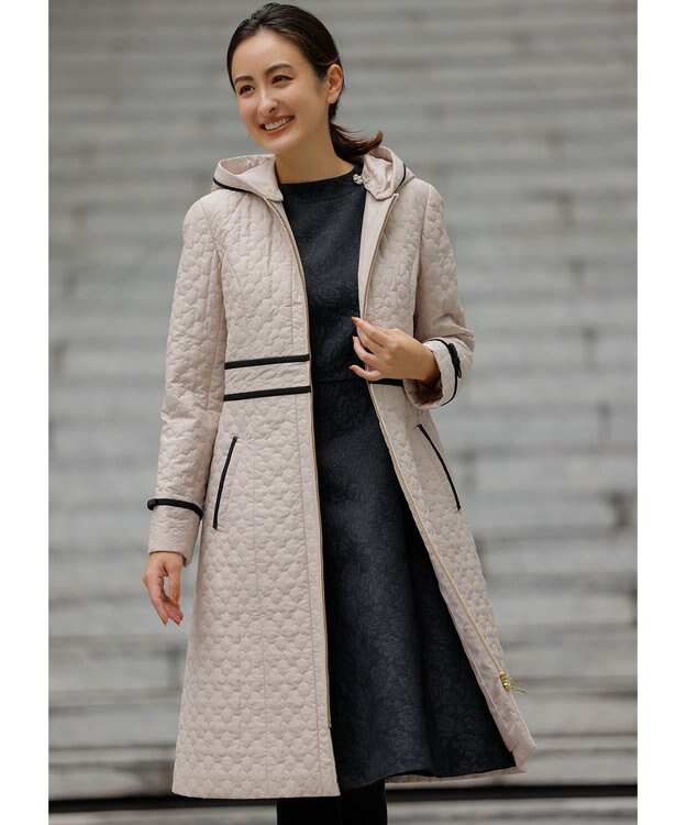 TOCCA LAURA キルティングロングコート ベージュ系