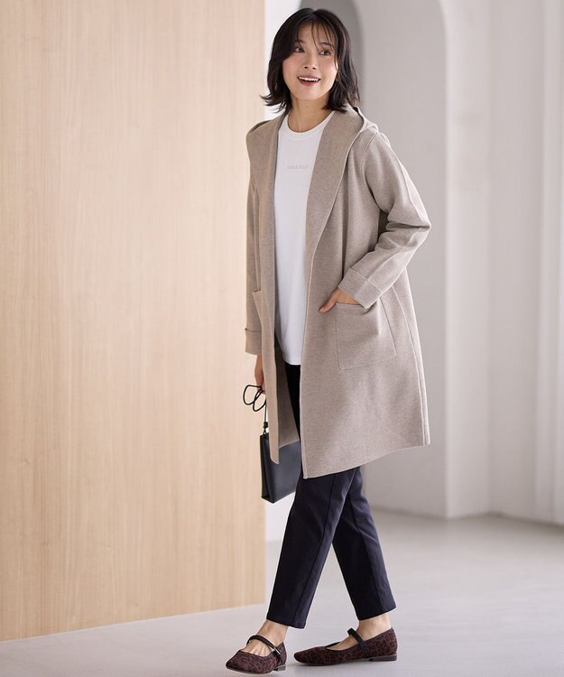 ANY 【洗濯機可】フーディーコーディガン モカ