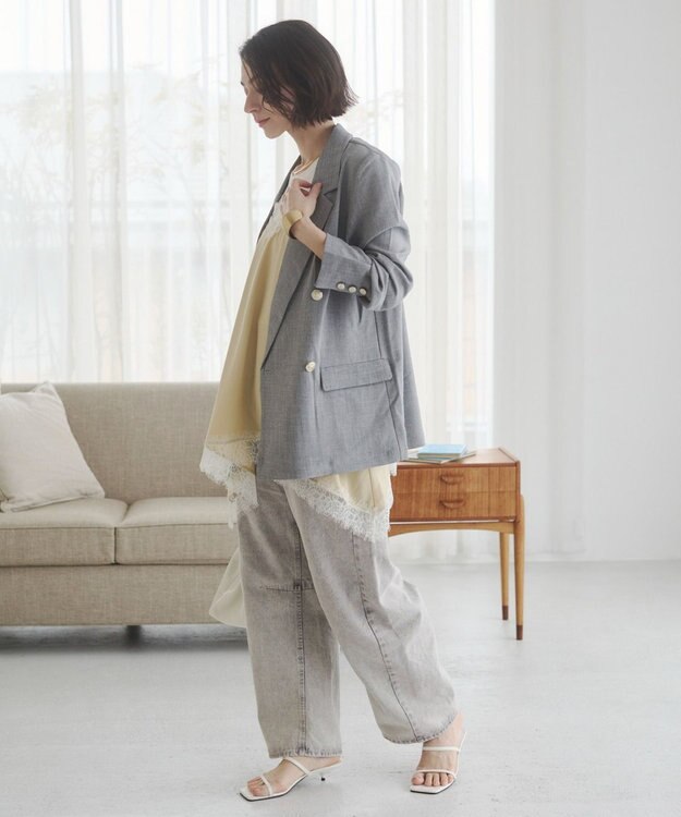 WEGO 【ANGIE VINTAGE】リネンライクジャケット グレー