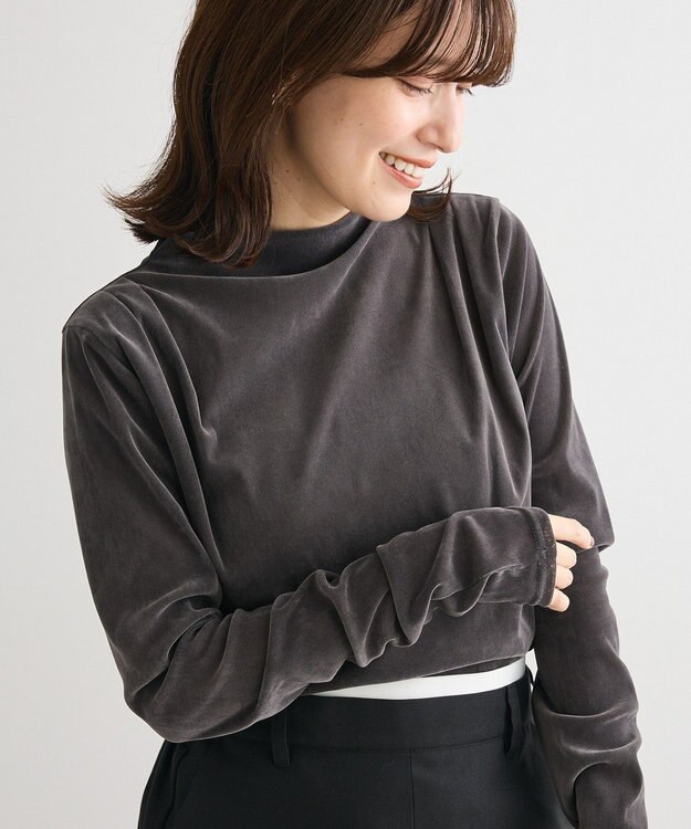 Green Parks ・ＡＮＤＳＥＡＲＣＨ　シアーベロアボトルネックロンＴＥ Charcoal Gray