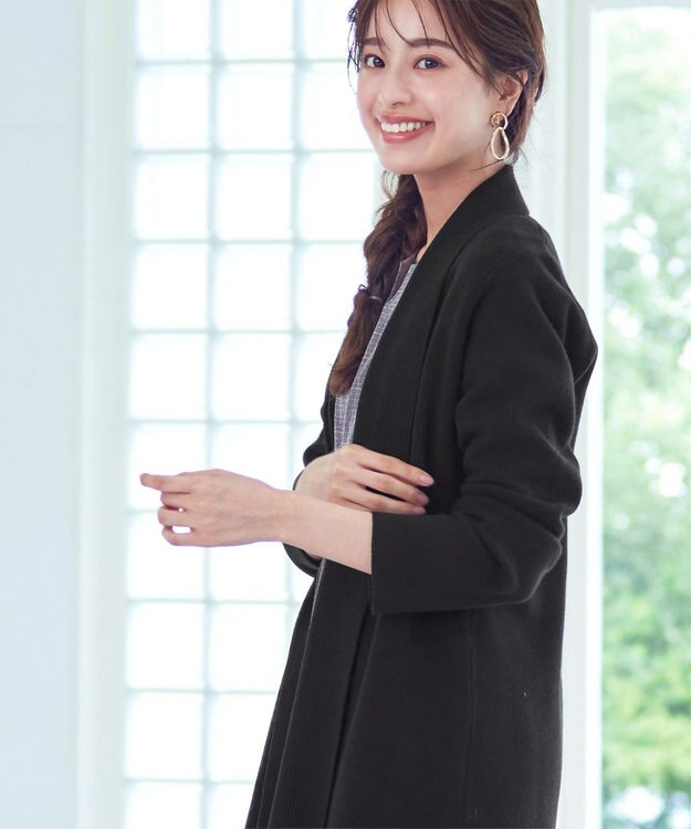 Tiaclasse 【新色追加・洗える】ミラノリブミドル丈カーディガン ブラック