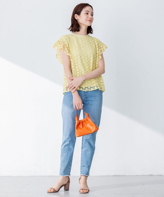 組曲 L 【洗える】フラワーレース ブラウス イエロー系