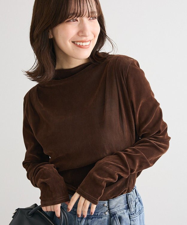 Green Parks ・ＡＮＤＳＥＡＲＣＨ　シアーベロアボトルネックロンＴＥ Brown