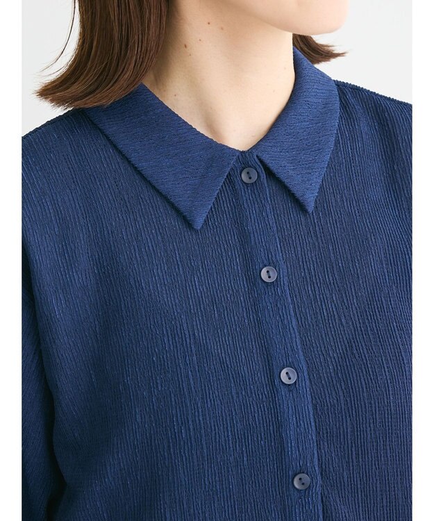 Green Parks BEST PRICE 表面カット衿付シャツ Blue