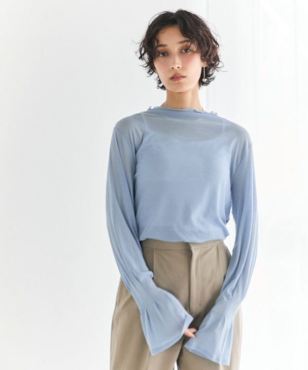 #Newans 【洗濯機可能】フレアカフスシアープルオーバー ブルー