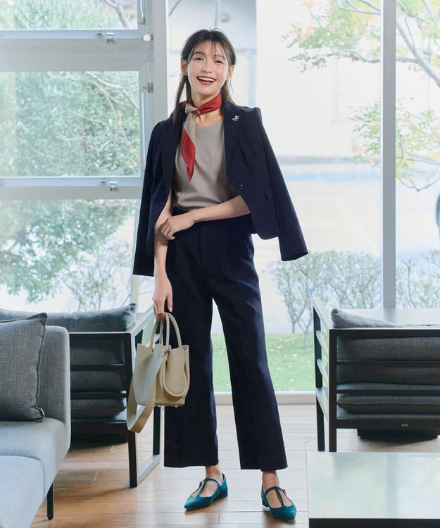 Tiaclasse 【UVカット・吸水速乾】 “きれい見え” パネルラインカットソートップス グレージュ