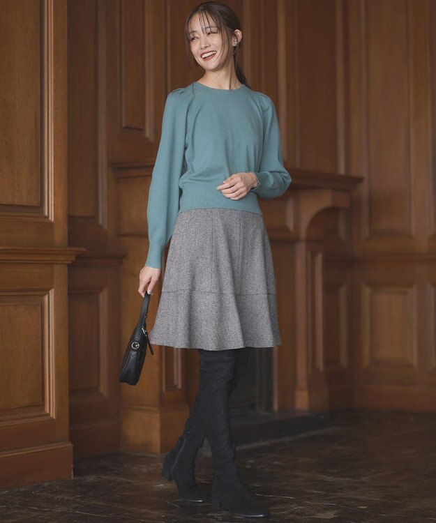 組曲 ネコアシツイードセミフレア スカート グレー系