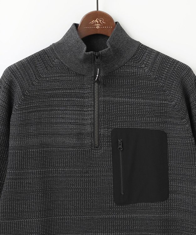 JOSEPH ABBOUD MOUNTAIN 【軽さ/ストレッチ】ホールガーメント3Dニット トスタンドZIPプルオーバー グレー系