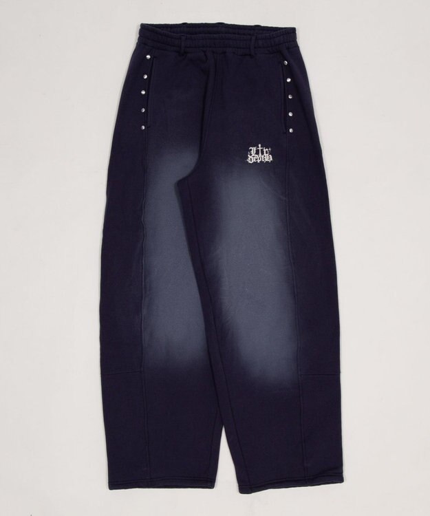 WEGO 【ウエストゴム】ロゴスウェットパンツ ネイビー