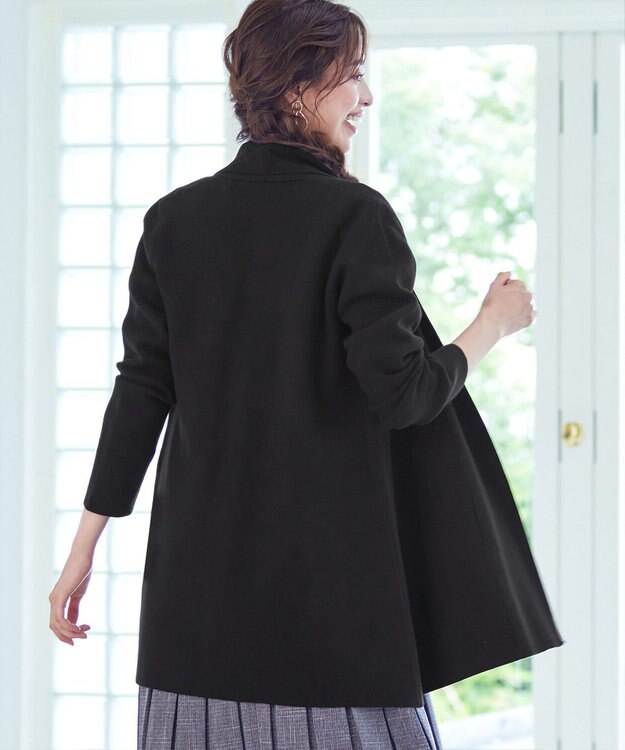 Tiaclasse 【新色追加・洗える】ミラノリブミドル丈カーディガン ブラック