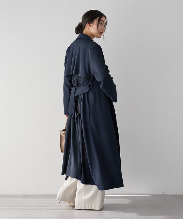 YECCA VECCA 【UVカット/花粉ガード】素材MIXトレンチコート Navy