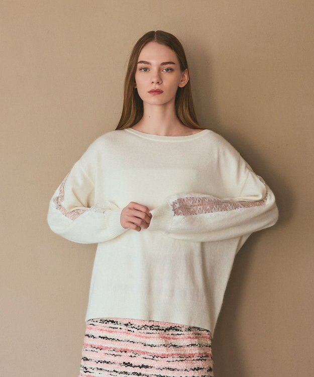 GRACE CONTINENTAL レーススリーブトップ キナリ