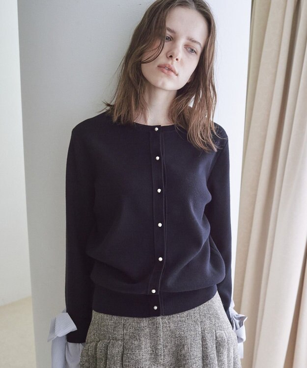 YECCA VECCA 2way袖リボンカーディガン Black