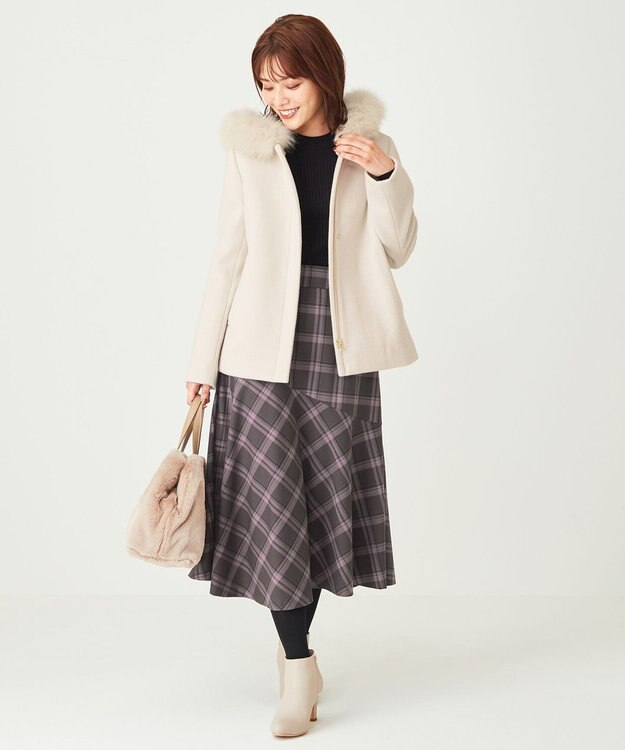 ANY SIS 【美人百花11月号掲載】2WAYスーペリアファインウールモッサ コート アイボリー