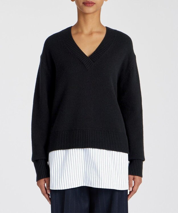 Paul Smith シャツコンビ Vネックニット ブラック