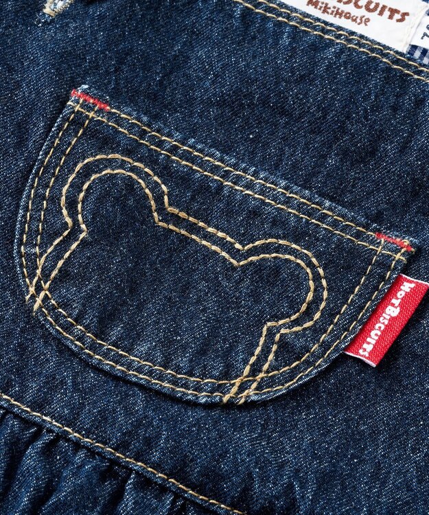 MIKI HOUSE HOT BISCUITS 【70-100cm】 デニムジャンパースカート インディゴブルー