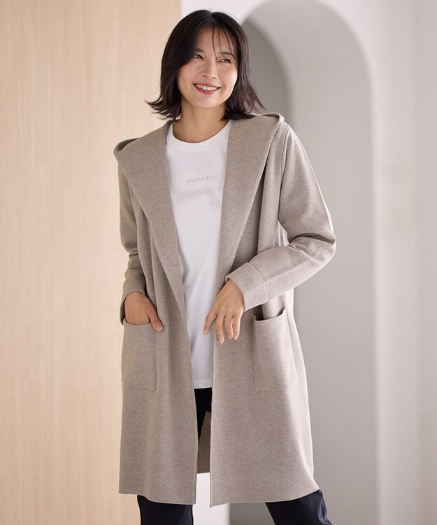 ANY 【洗濯機可】フーディーコーディガン モカ