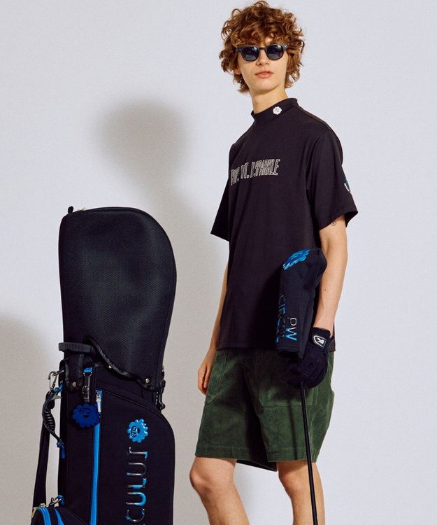 PW CIRCULUS 【吸水速乾 / UV遮蔽率99.5% UVカット / ストレッチ】【MEN】アニマルグラフィックモックT ゴルフ ブラック系