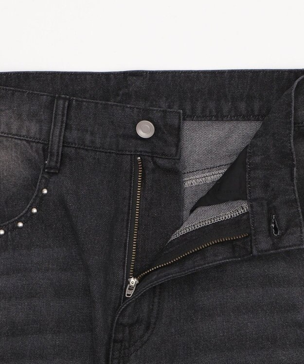 WEGO 【SMサイズ展開】ロゴデニムバギーパンツ デニムブラック