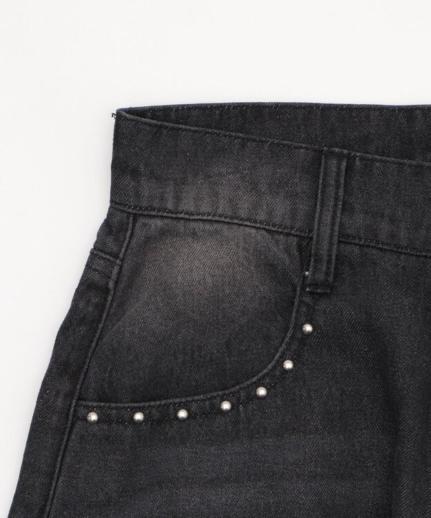 WEGO 【SMサイズ展開】ロゴデニムバギーパンツ デニムブラック