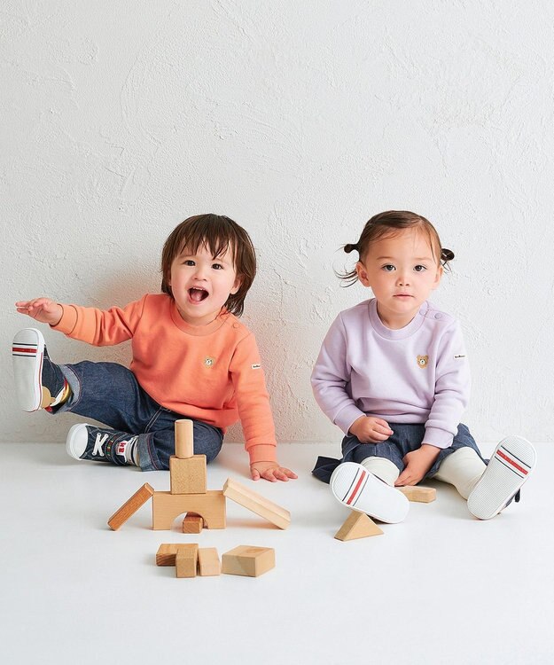 MIKI HOUSE HOT BISCUITS 【70-120cm】【Everyday Series】ワンポイント くすみカラー裏毛パイルトレーナー パープル