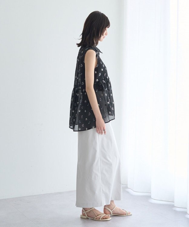 YECCA VECCA シアージャガードペプラムブラウス Black