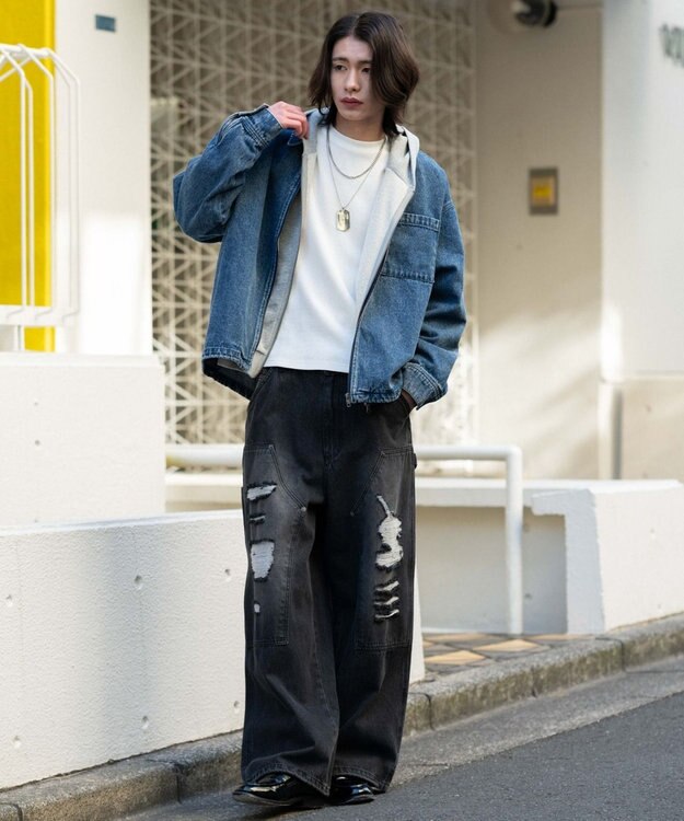 WEGO デニムシャツジャケット デニム中濃加工色