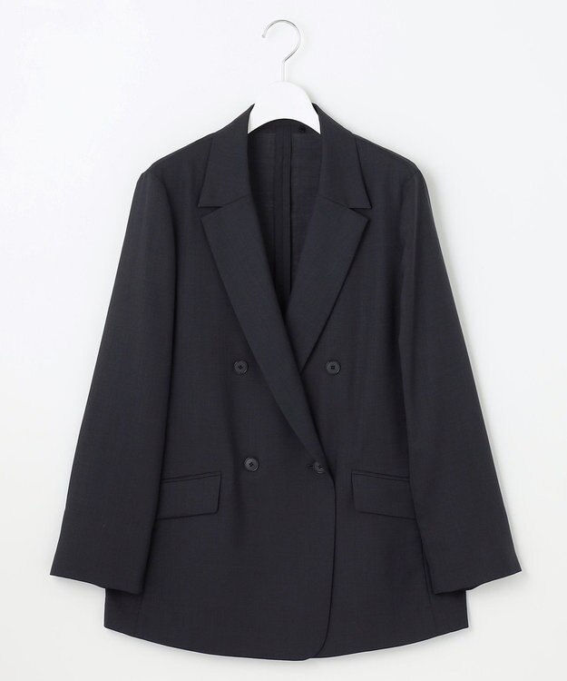 自由区 【洗える】トロピカルストレッチテーラード ジャケット ネイビー