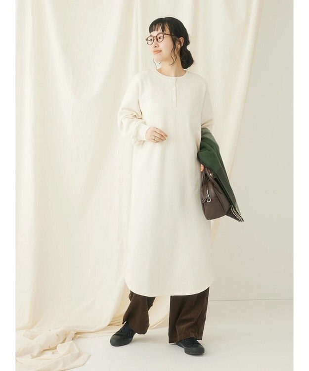 CRAFT STANDARD BOUTIQUE 裏起毛ヘンリーワンピース Ivory