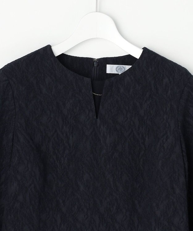 J.PRESS LADIES S ボタニカルジャガード ワンピース ネイビー系