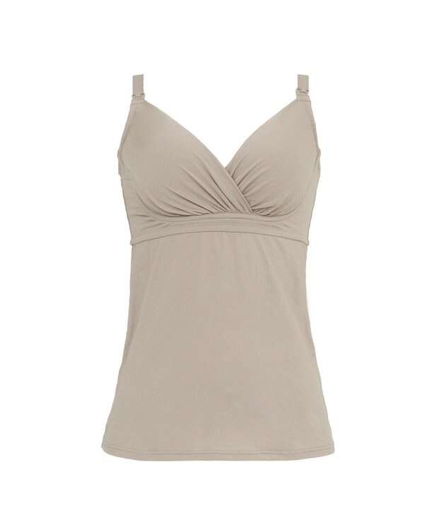 BRADELIS New York 【BRADELIS New York  MATERNITY】オープンカシュクールブラキャミ ブラデリス マタニティ 授乳しやすい 補正下着 ブラトップ カップ付き ダークグレージュ