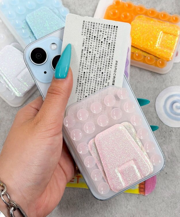 WEGO カードホルダー付きマルチ吸盤スタンド ピンク