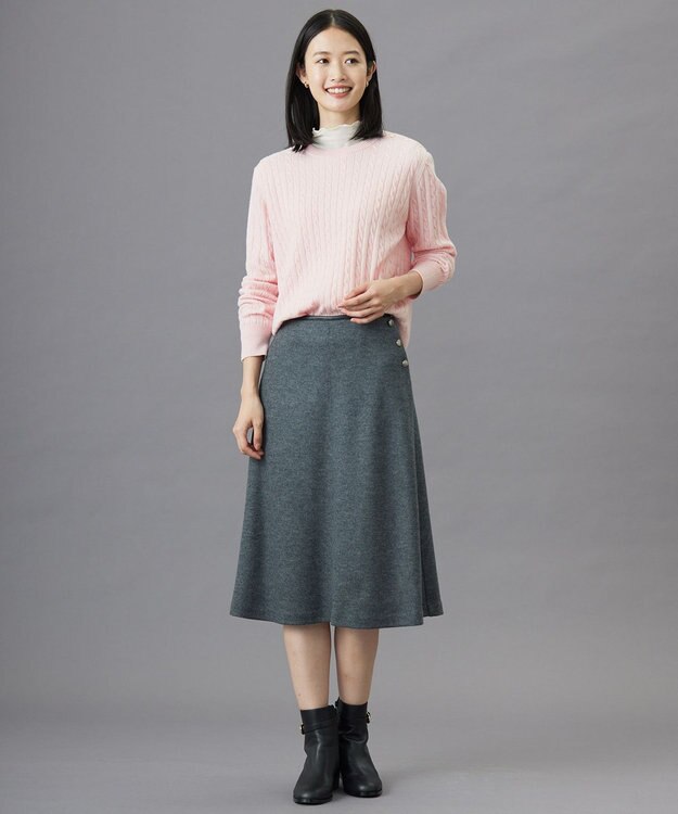 J.PRESS LADIES L 【洗える】ウールスムース スカート グレー系