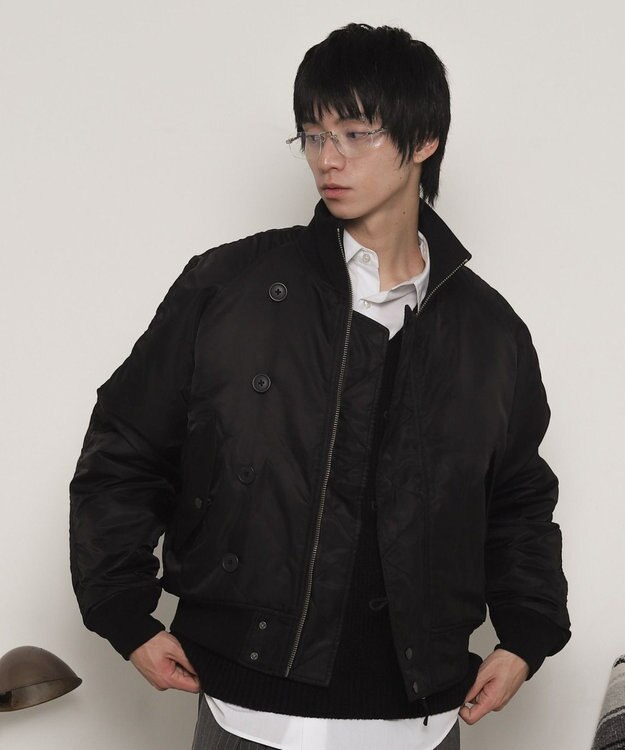 WEGO ナイロンスタンドブルゾン ブラック