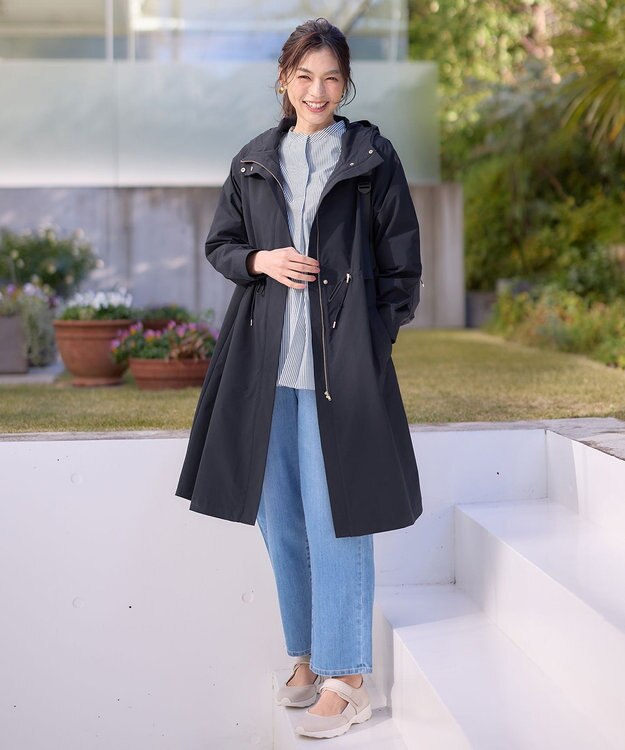 ANY 【手洗い可】ライトフーデットコート ネイビー