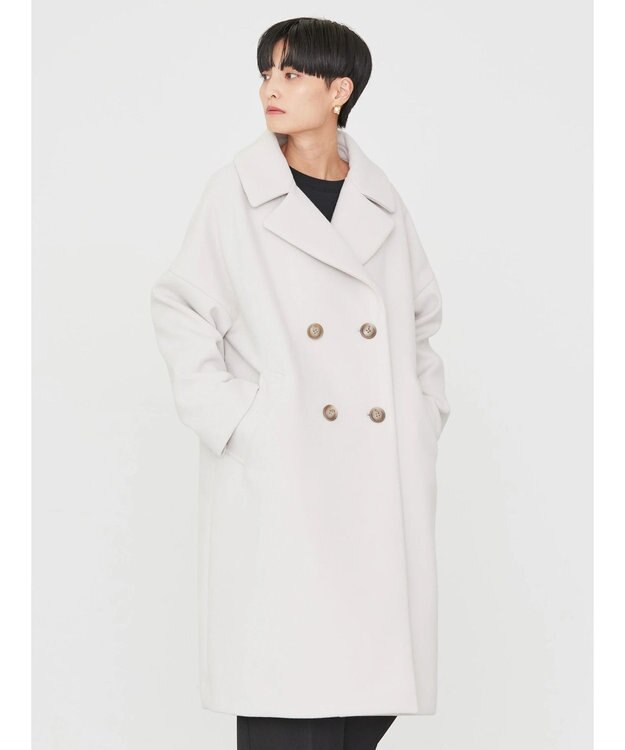 AMERICAN HOLIC 中空ＦＩＢＥＲドロップショルダーチェスターコート Light Gray