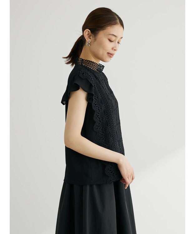 Green Parks ・ＥＬＥＮＣＡＲＥ　ＤＵＥ　イロイロレースブラウス Black