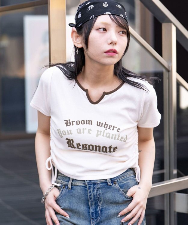 WEGO キーネックサイドレースアップちびT