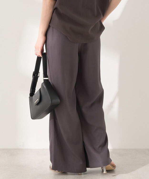 AMERICAN HOLIC 【接触冷感】リネンブレンドタックワイドパンツ Charcoal Gray