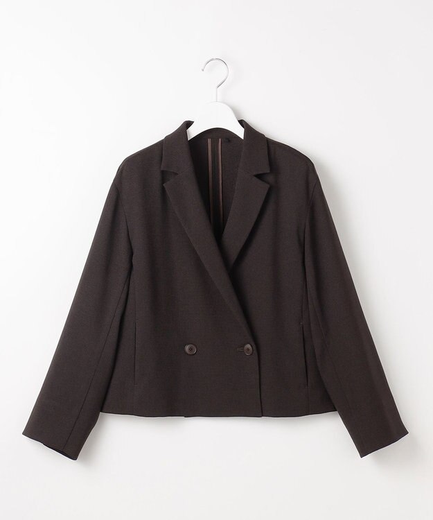 自由区 S 【セットアップ対応】リネンライクシンセティックショート ジャケット ダークブラウン