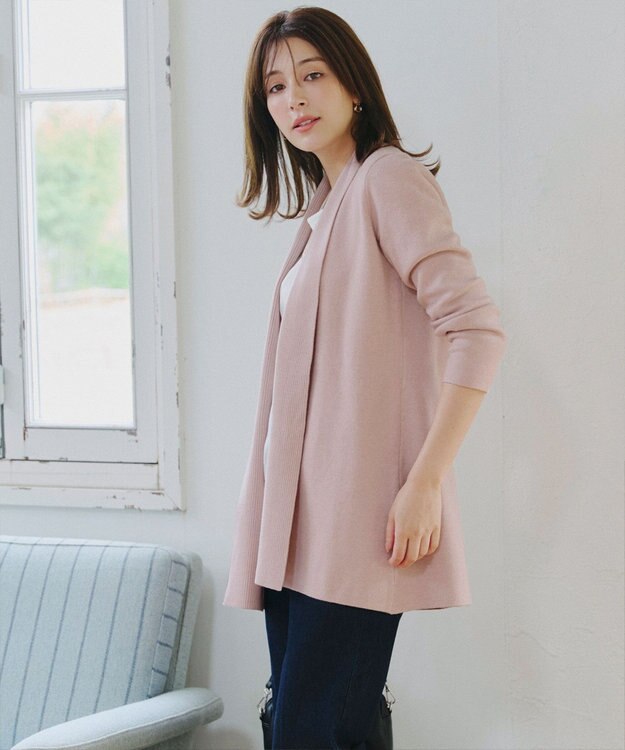 Tiaclasse 【新色追加・洗える】ミラノリブミドル丈カーディガン ピンク