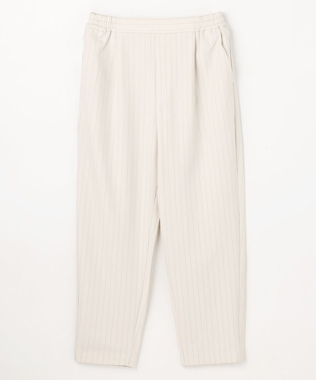 ANY L イージーケアライトストレッチテーパードパンツ エクリュストライプ